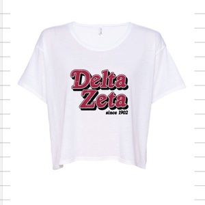 delta zeta white boxy crop top